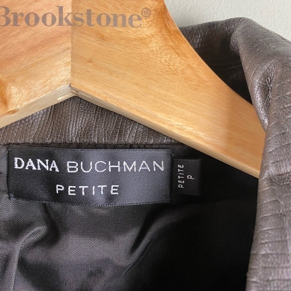 Dana Buchman: Snake Skin Full Zip Up Leather Jacket Stretchy Brown Size Petite P - Picture 4 of 7